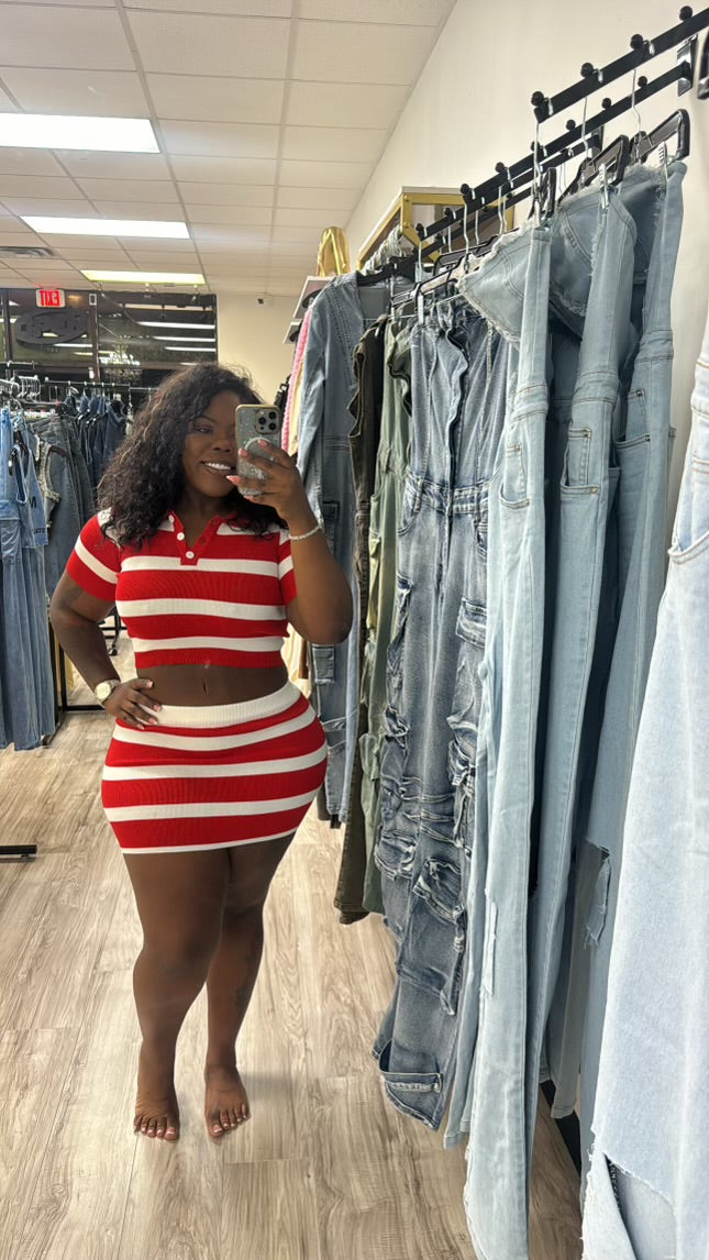 Striped skirt set