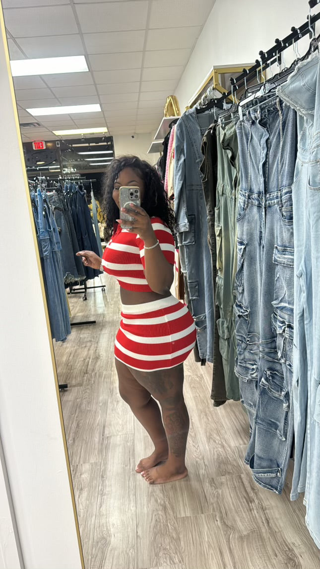 Striped skirt set