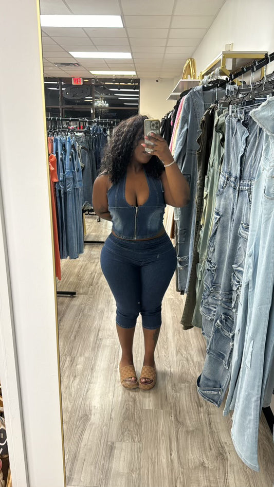"Hold me Down" Denim Set