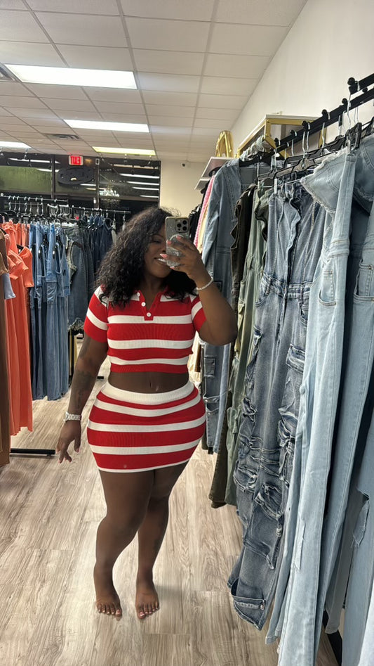 Striped skirt set